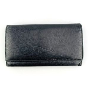 Peter Cafe Sport Wallet Whale Trifold Black Leather Made in Portugal